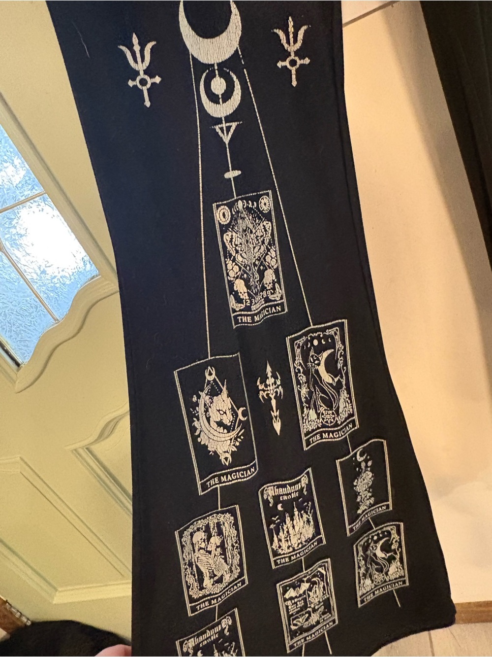 Black Flared Leggings with Moon & Tarot Print - Picture 2 of 3